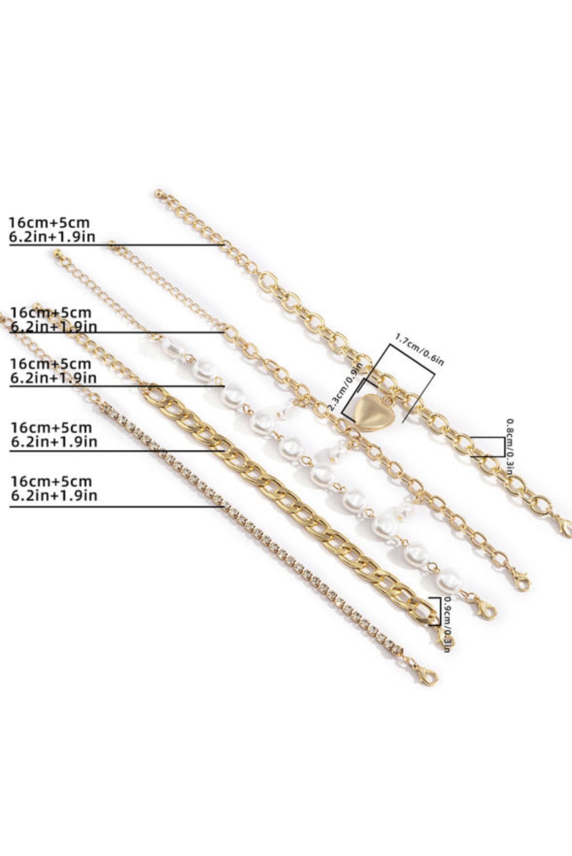 Gold Heart Bracelet Stack LT