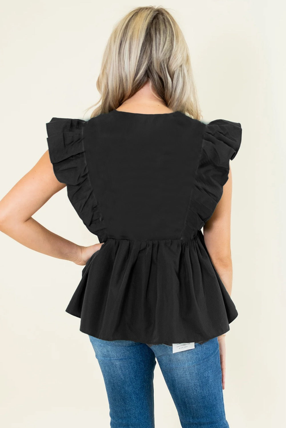 Black Contrast RicRac Blouse LT