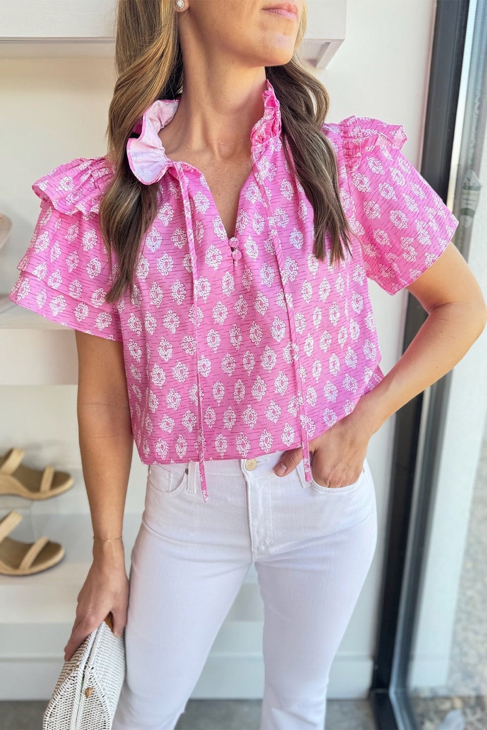 Pink Vintage Floral Blouse LT