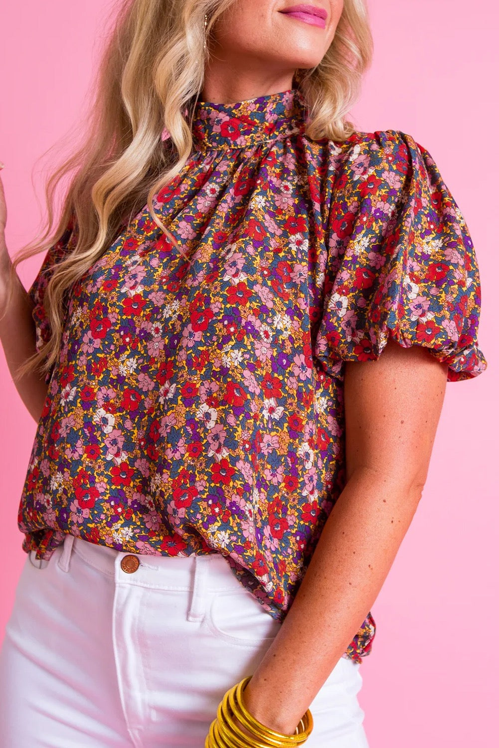 Floral High Neck Blouse LT