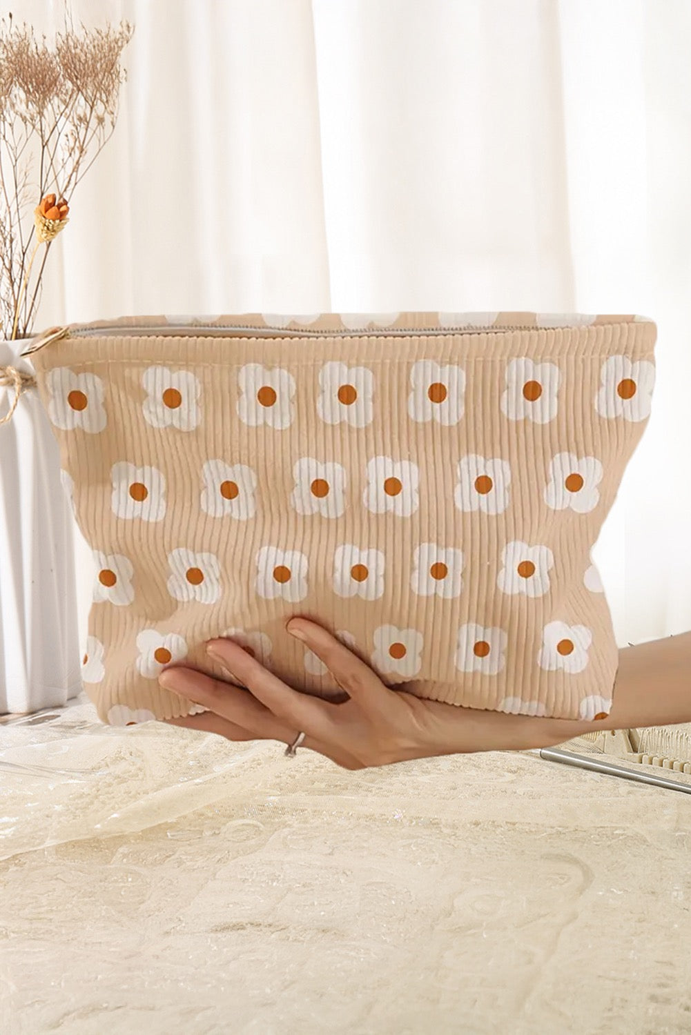 Neutral Flowers Makeup Bag LT