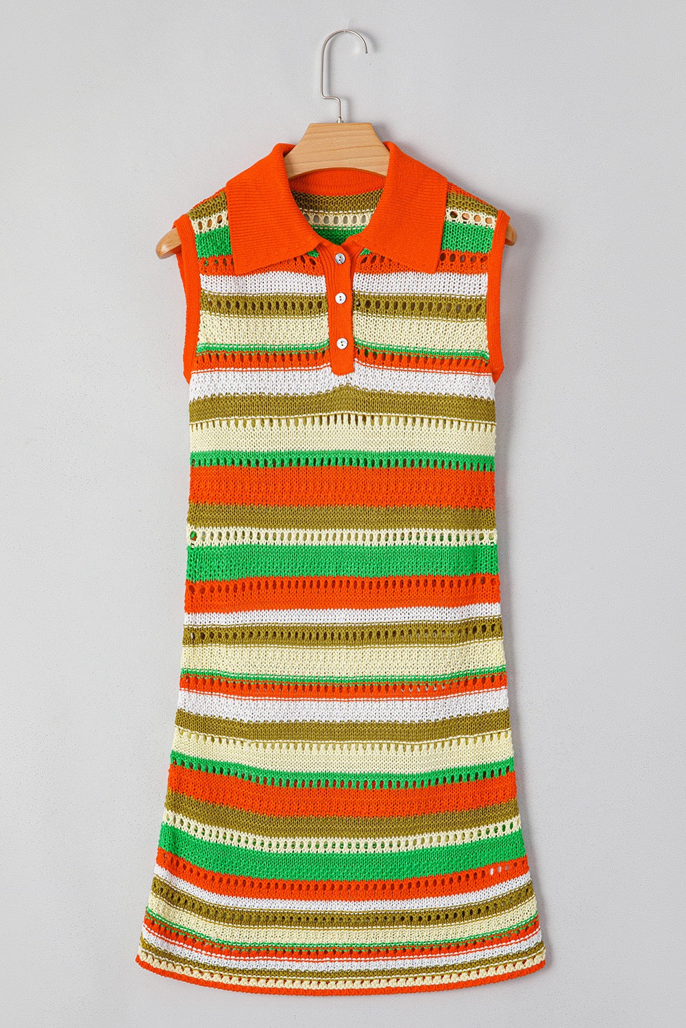 Orange Striped Eyelet Sweater Dress LT