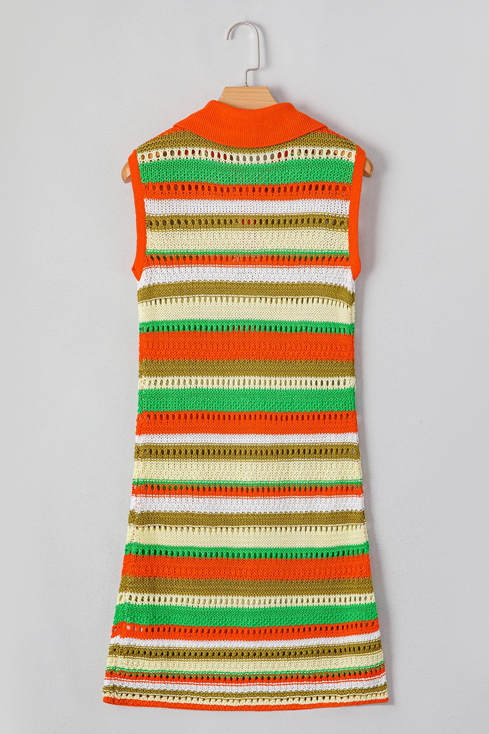 Orange Striped Eyelet Sweater Dress LT