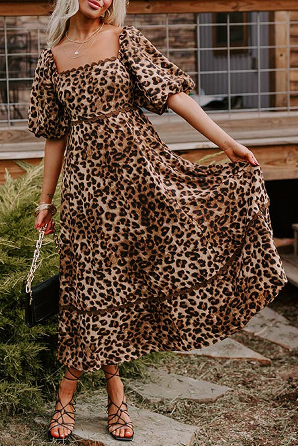 Brown Leopard Maxi Dress LT