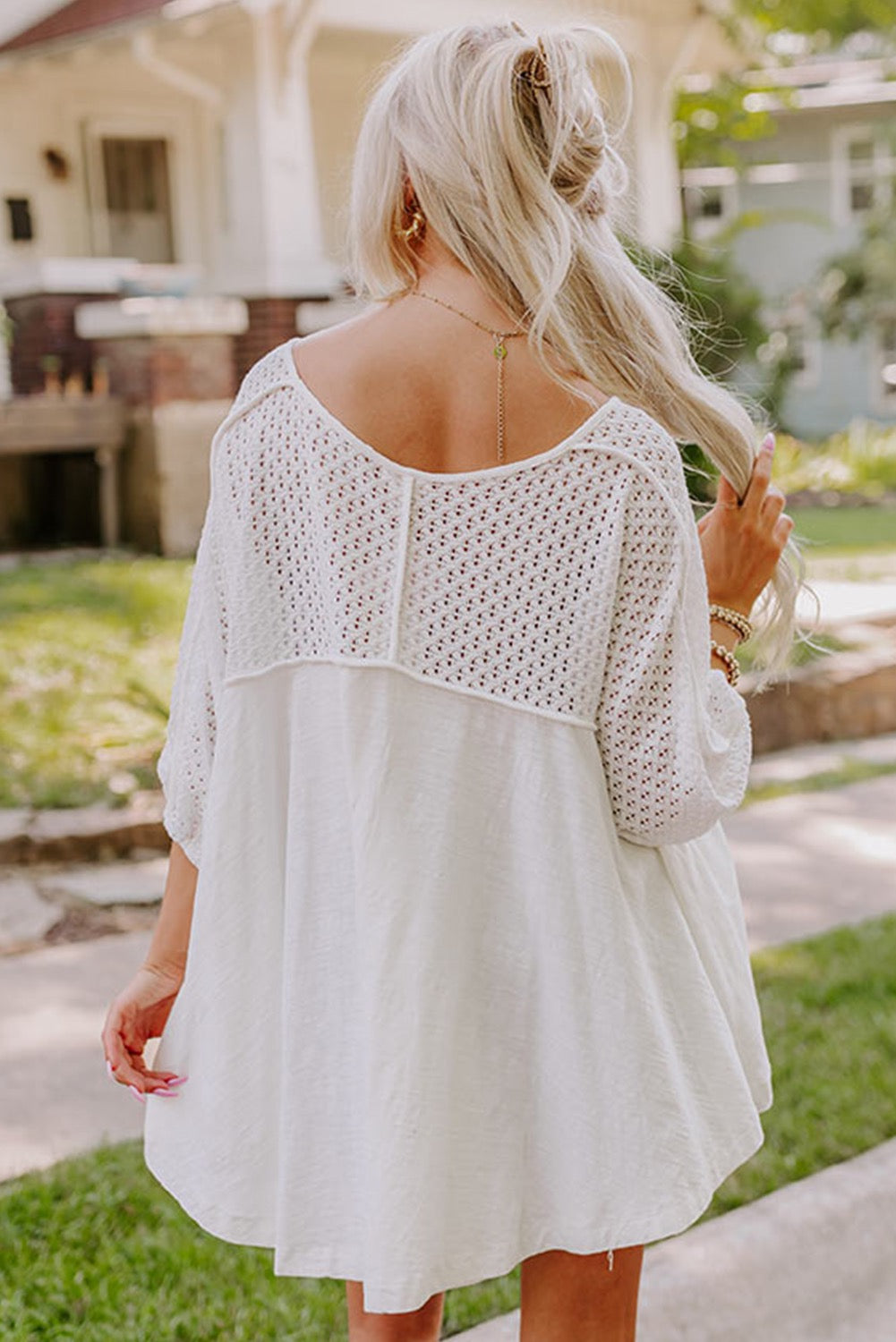 White Eyelet Top LT