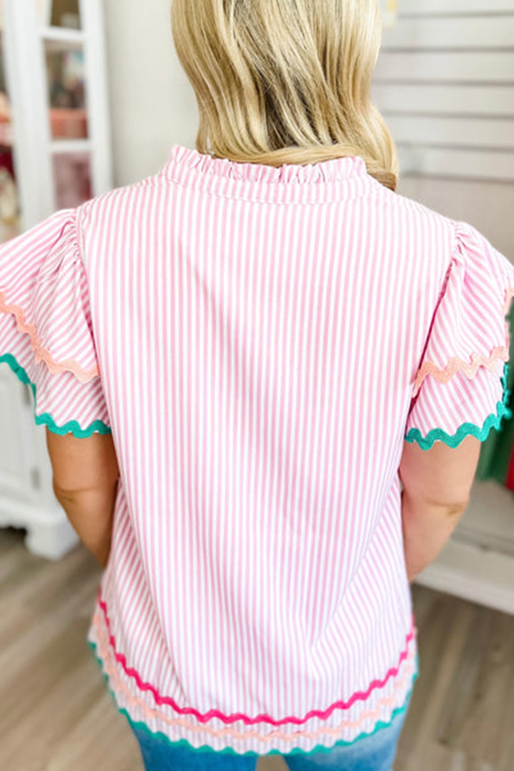 Pink Striped RicRac Blouse LT