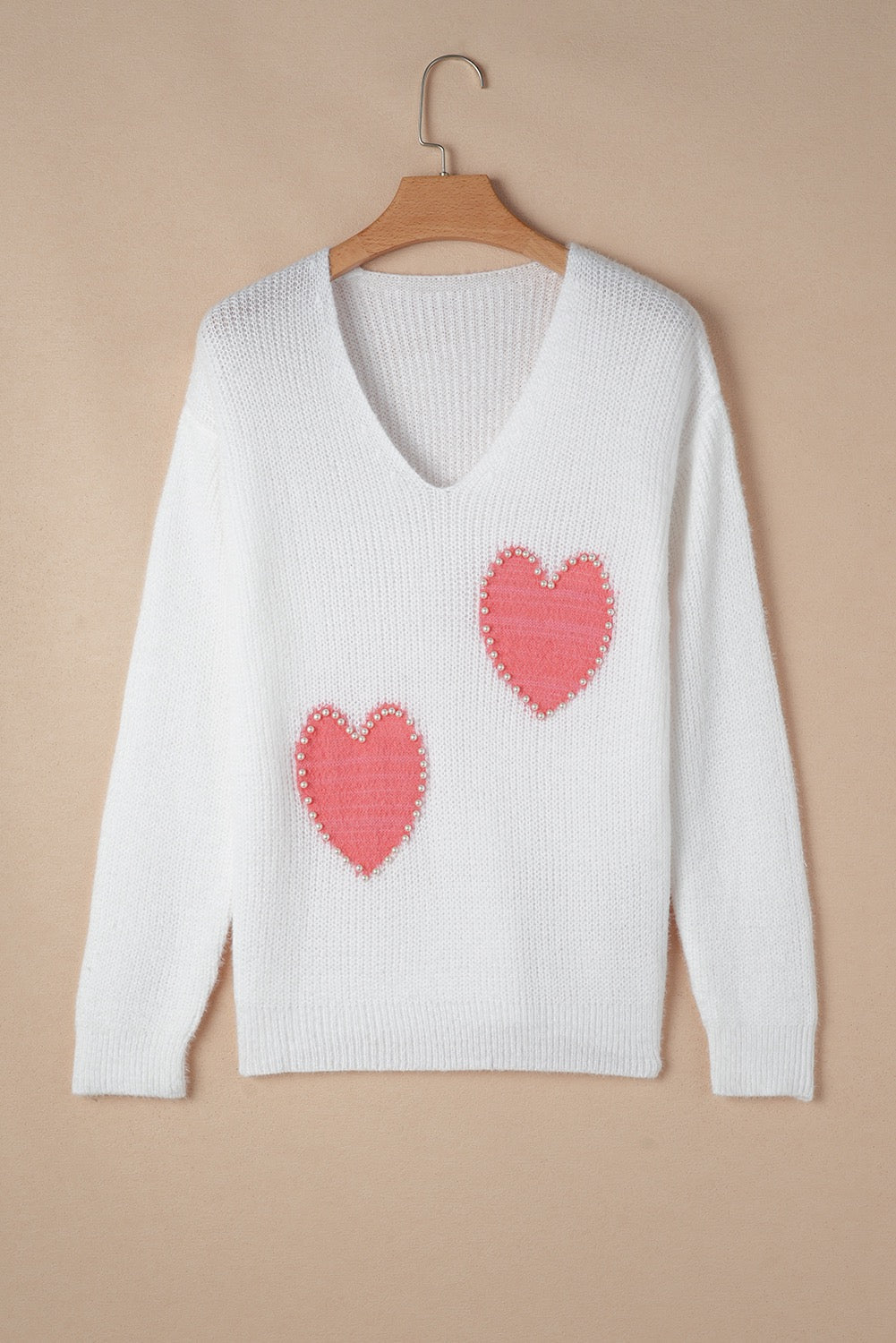 White with Pink Pearl Sweater LT