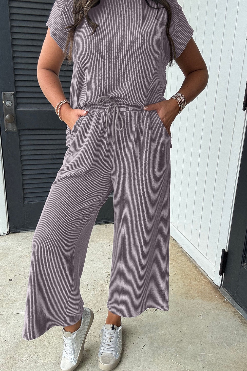 Grey Corded Pants Set RTS