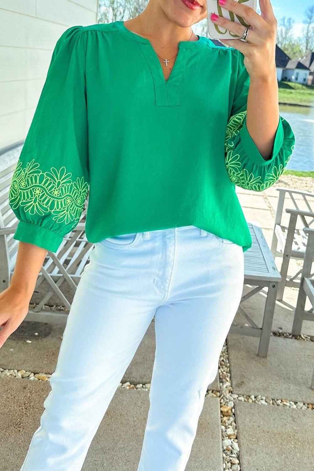 Green Embroidered Blouse LT