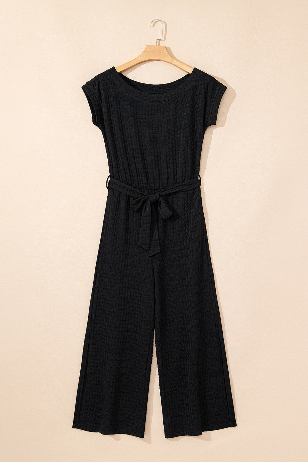 Black Checkered Mesh Jumpsuit LT