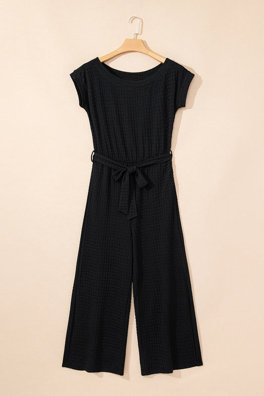 Black Checkered Mesh Jumpsuit LT