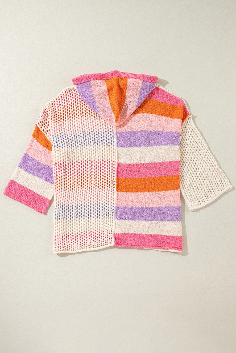 Striped Colorblock Hooded Sweater LT