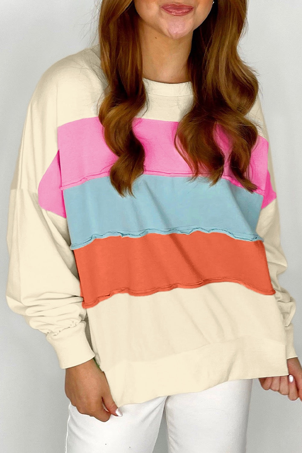 Striped Patchwork Pullover LT