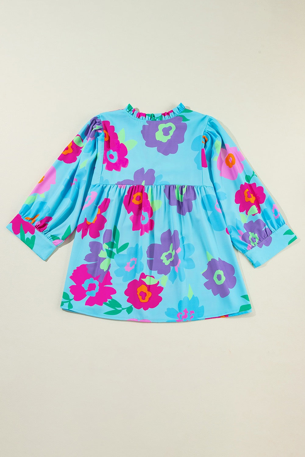 Blue Floral Plus Size Blouse LT