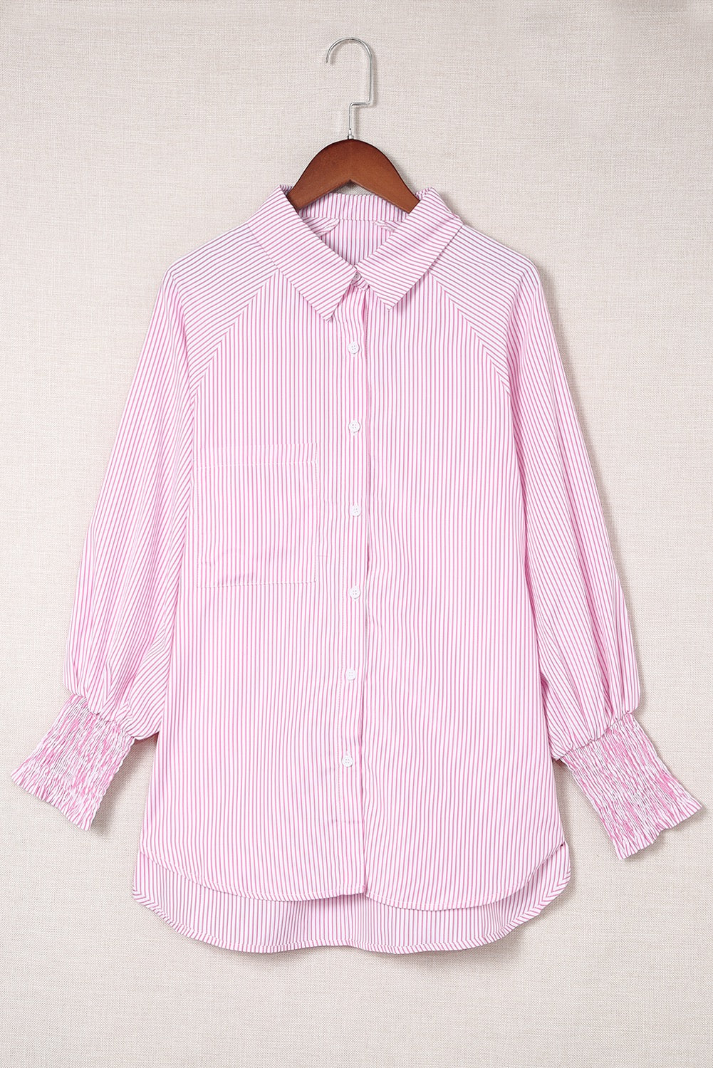 Pink Smocked Boyfriend Shirt LT