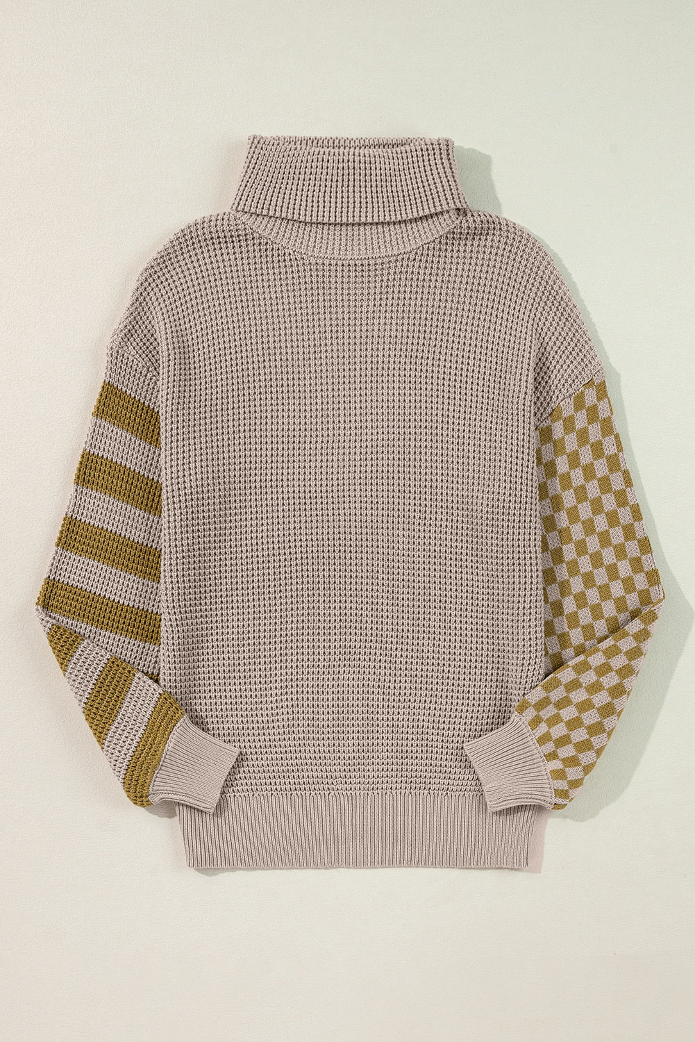 Brown Patterned Colorblock Sweater LT