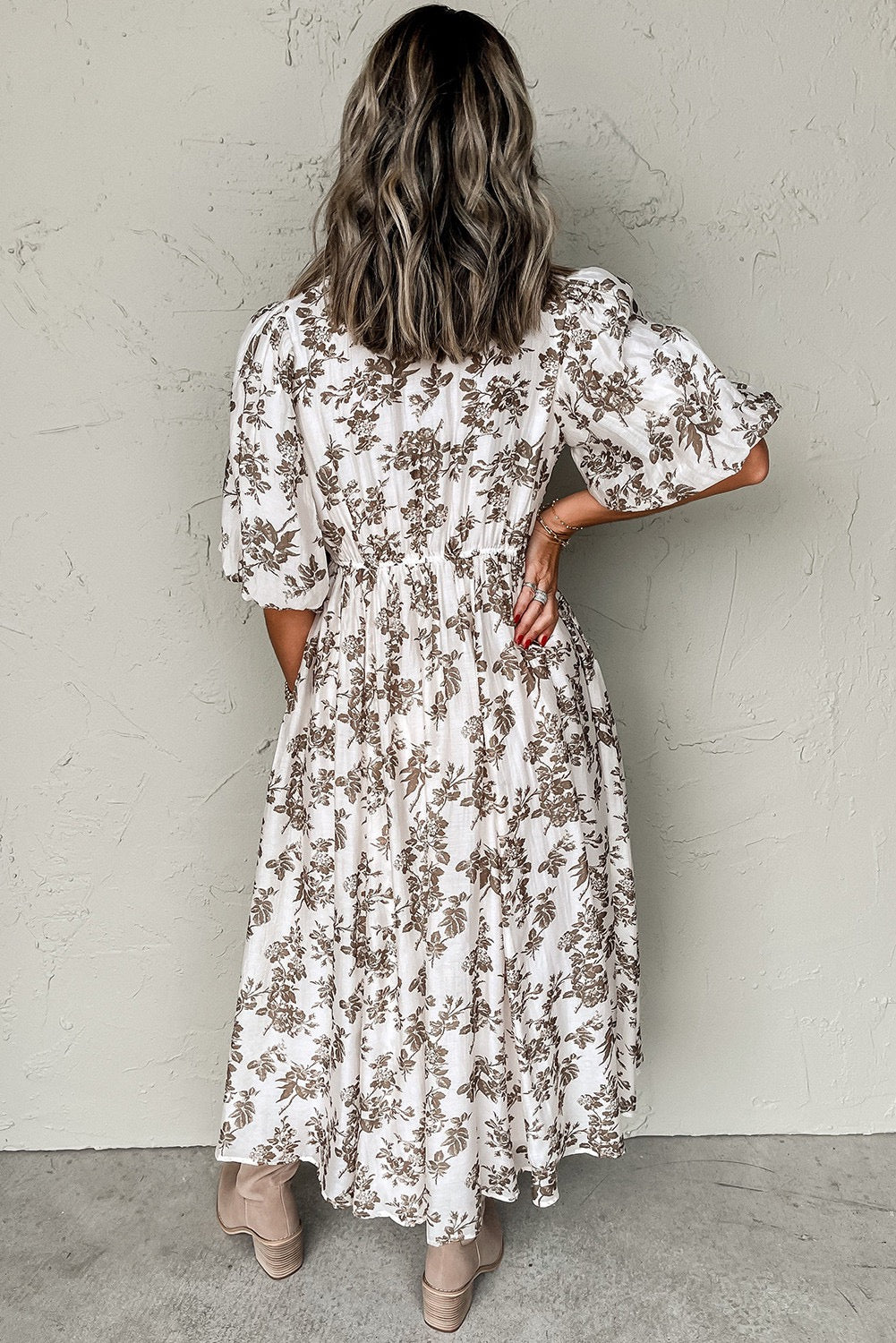 Khaki Floral Button Maxi LT