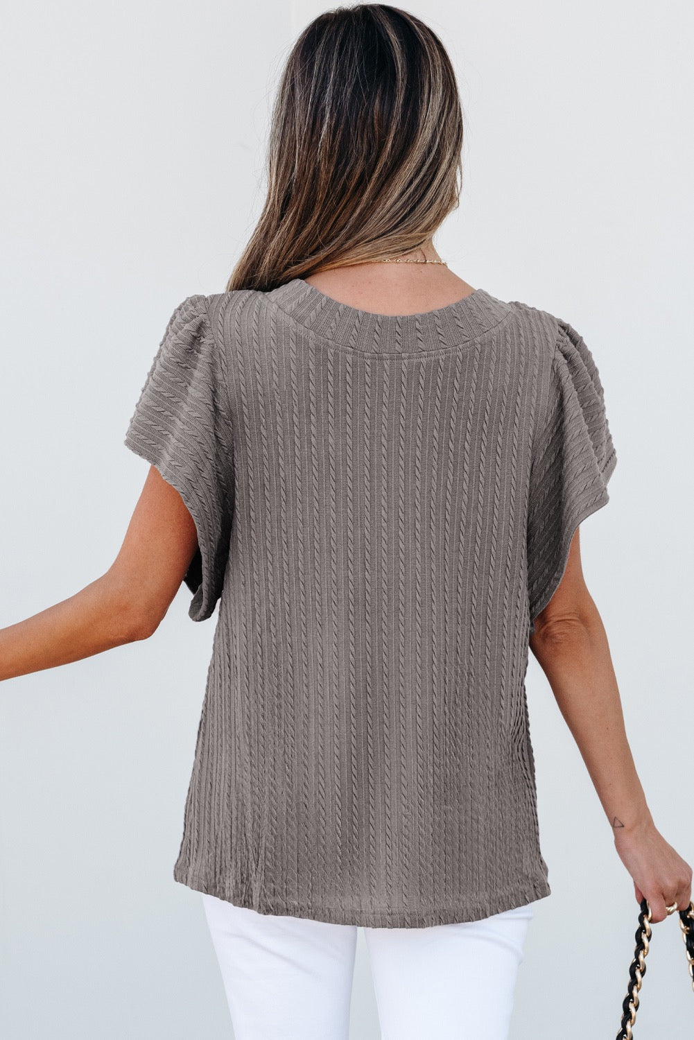 Grey Flutter Blouse LT