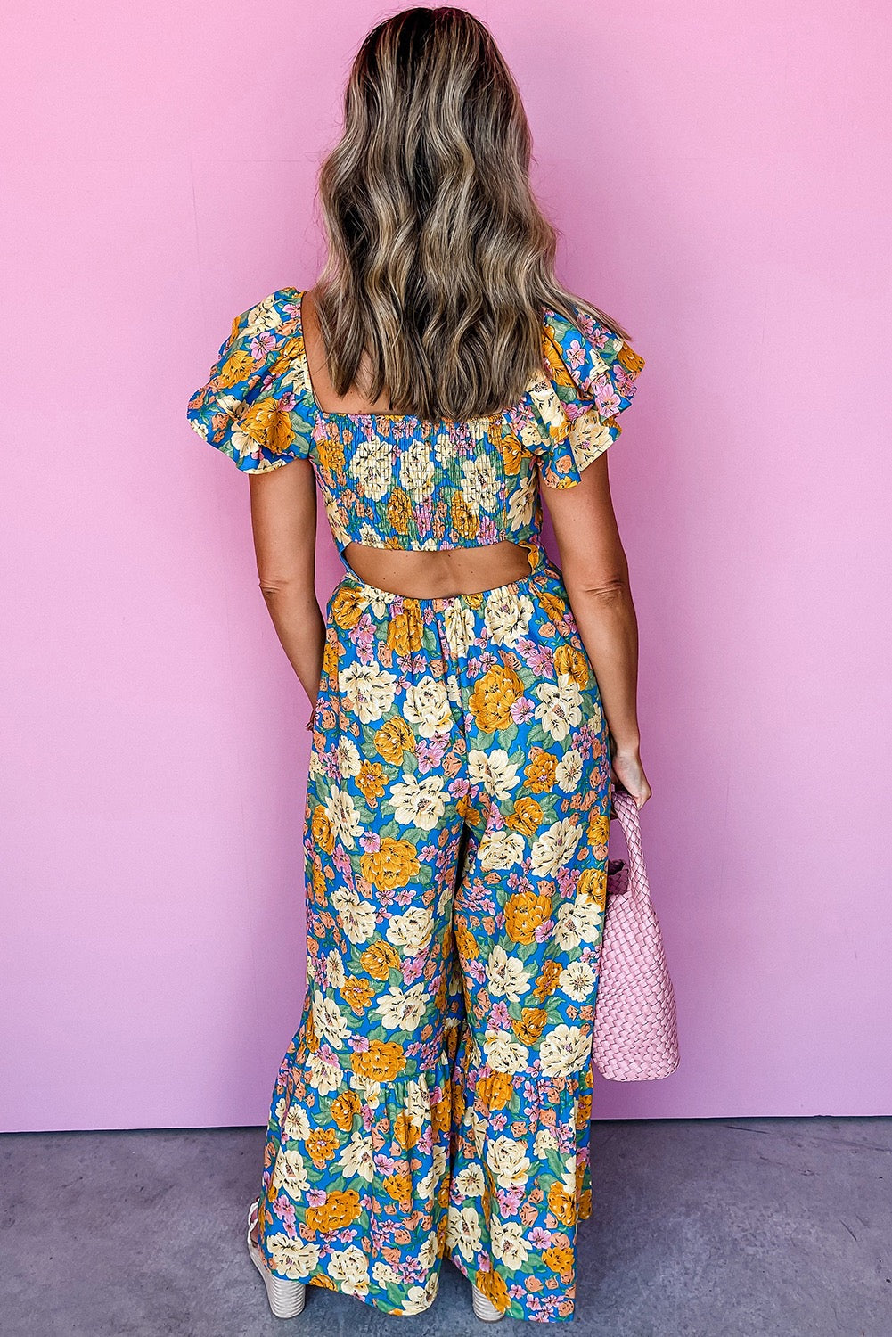 Blue Floral Cutout Jumpsuit LT