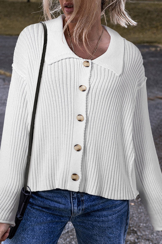 White Button Up Sweater LT