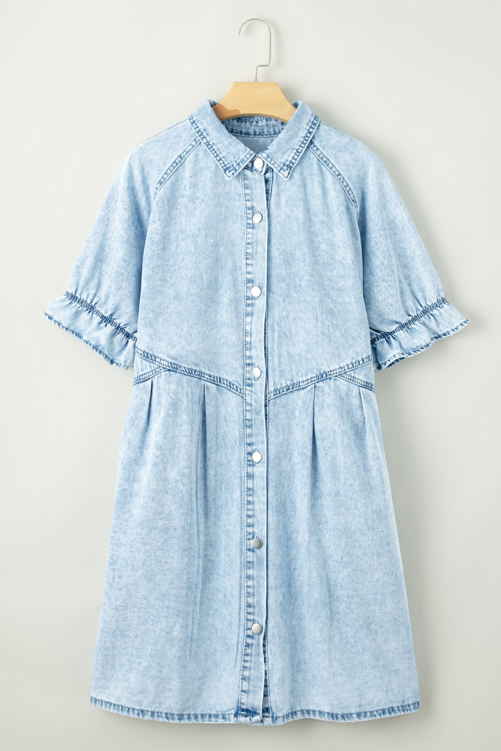 Ruffle Button Up Denim Dress LT