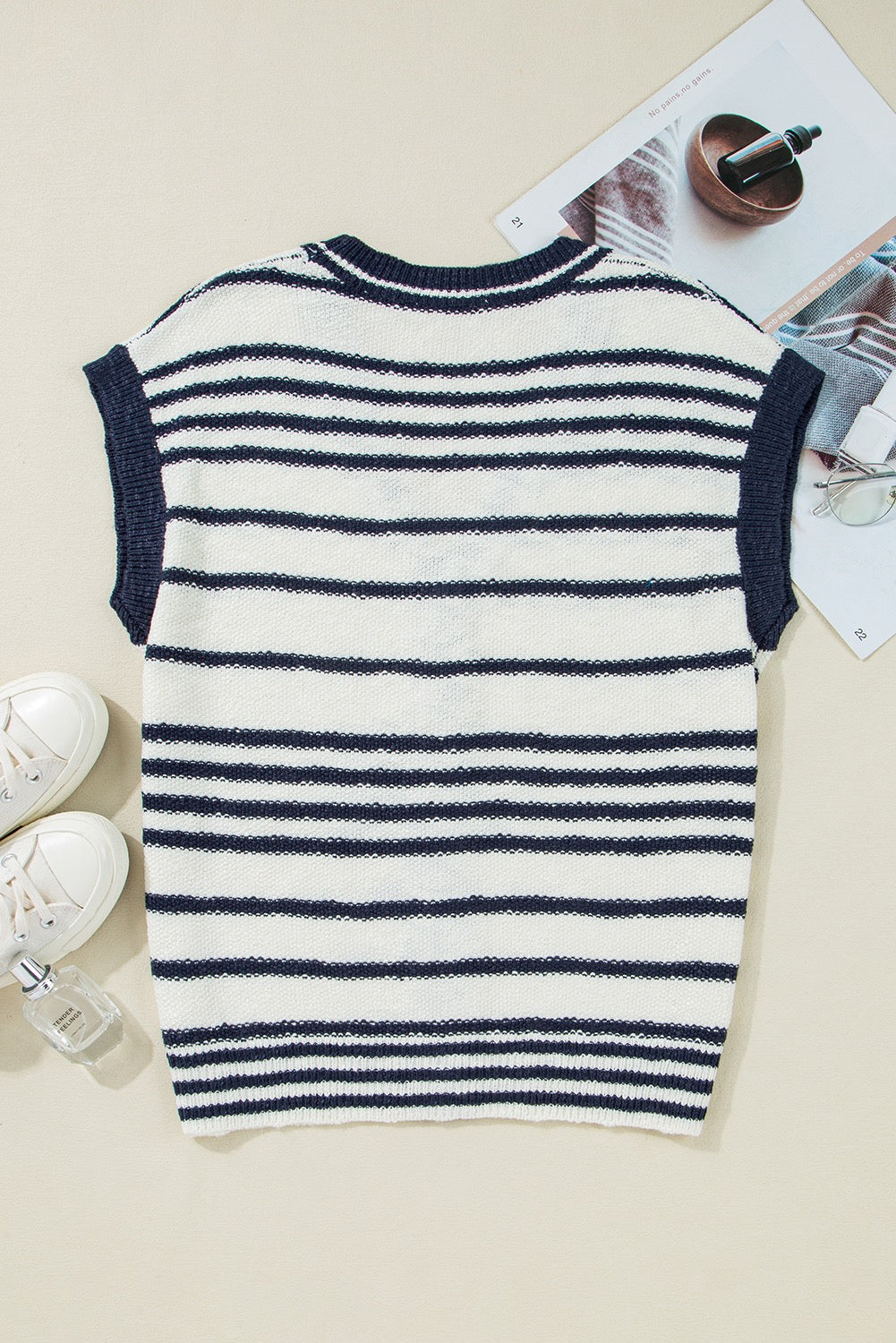 Blue Stripe Buttoned Sweater Vest LT