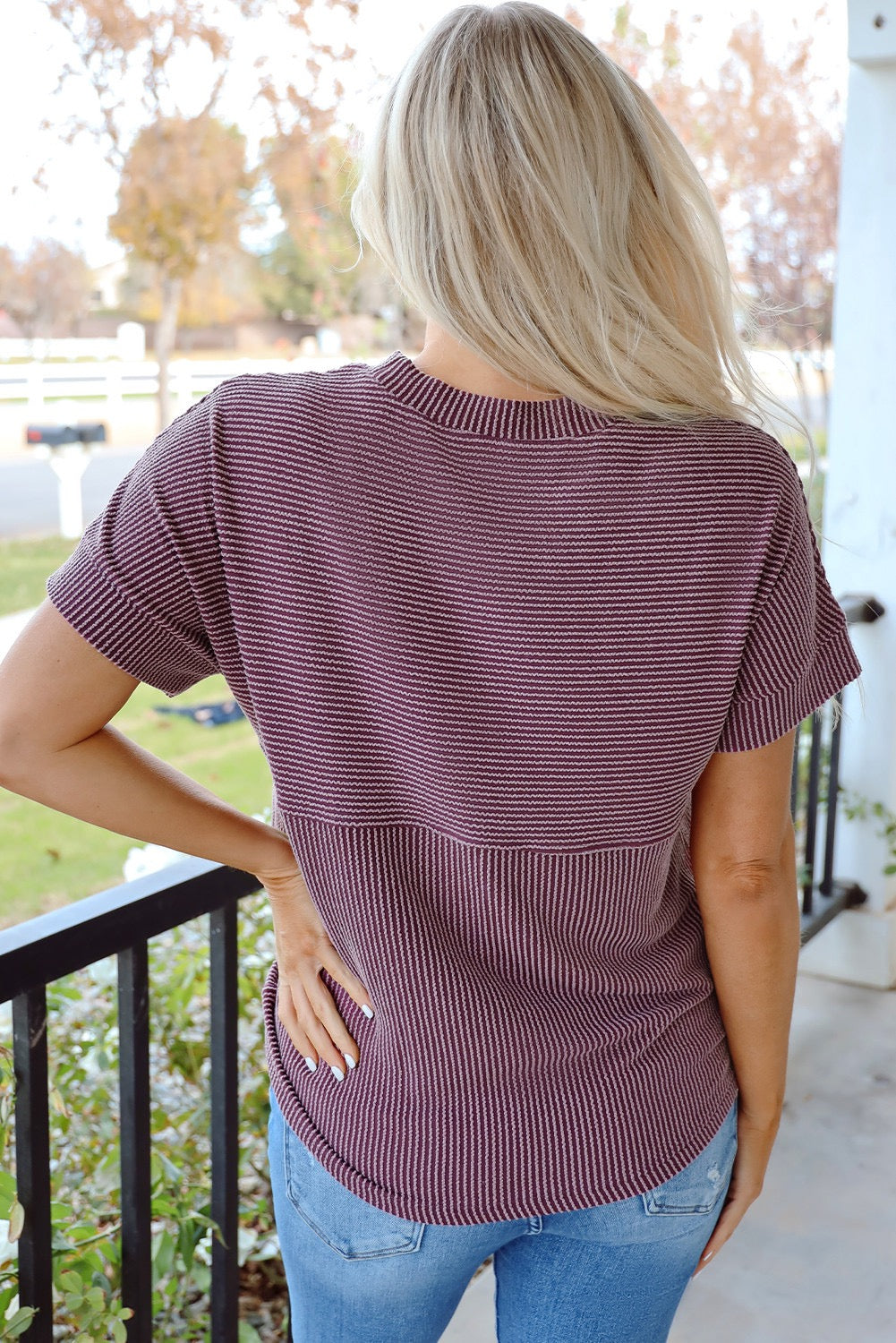 Purple Grey Corded T Shirt March.