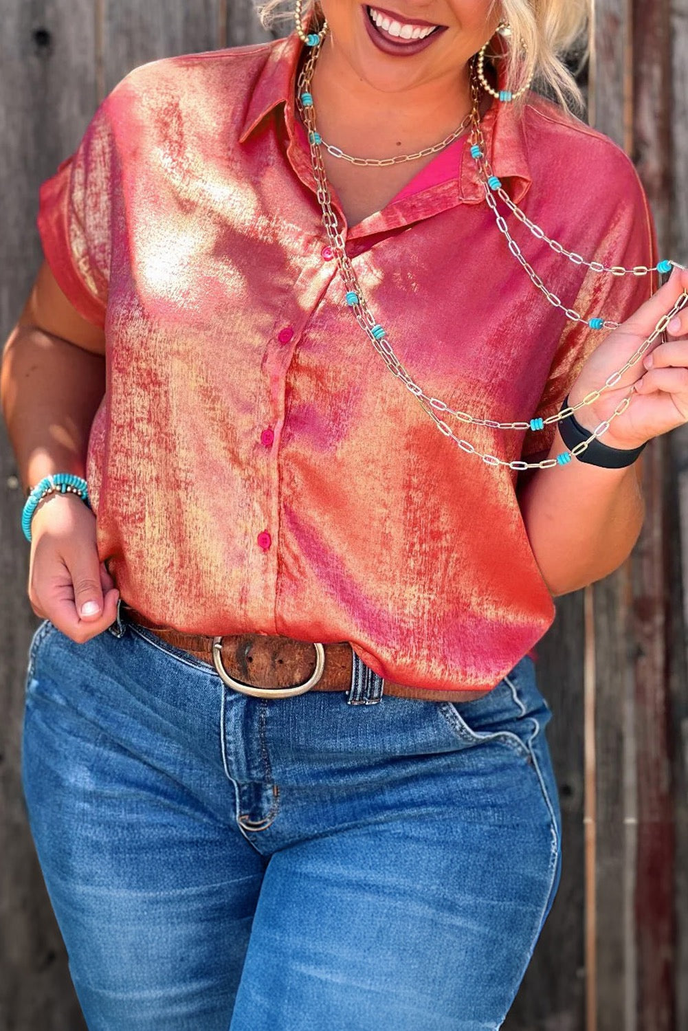 Pink Metallic Blouse LT