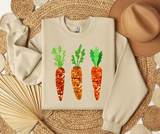 Faux Sequin Carrot SWEATSHIRT.