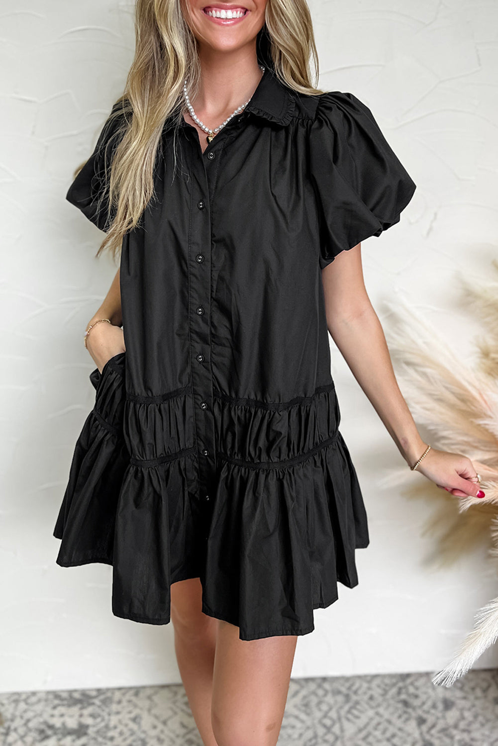 Black Ruffle Mini Dress LT