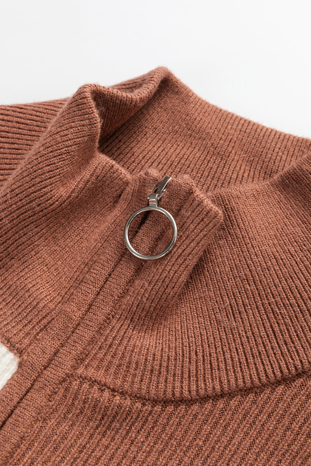 Colorblock Zip Collar Sweater Dress LT