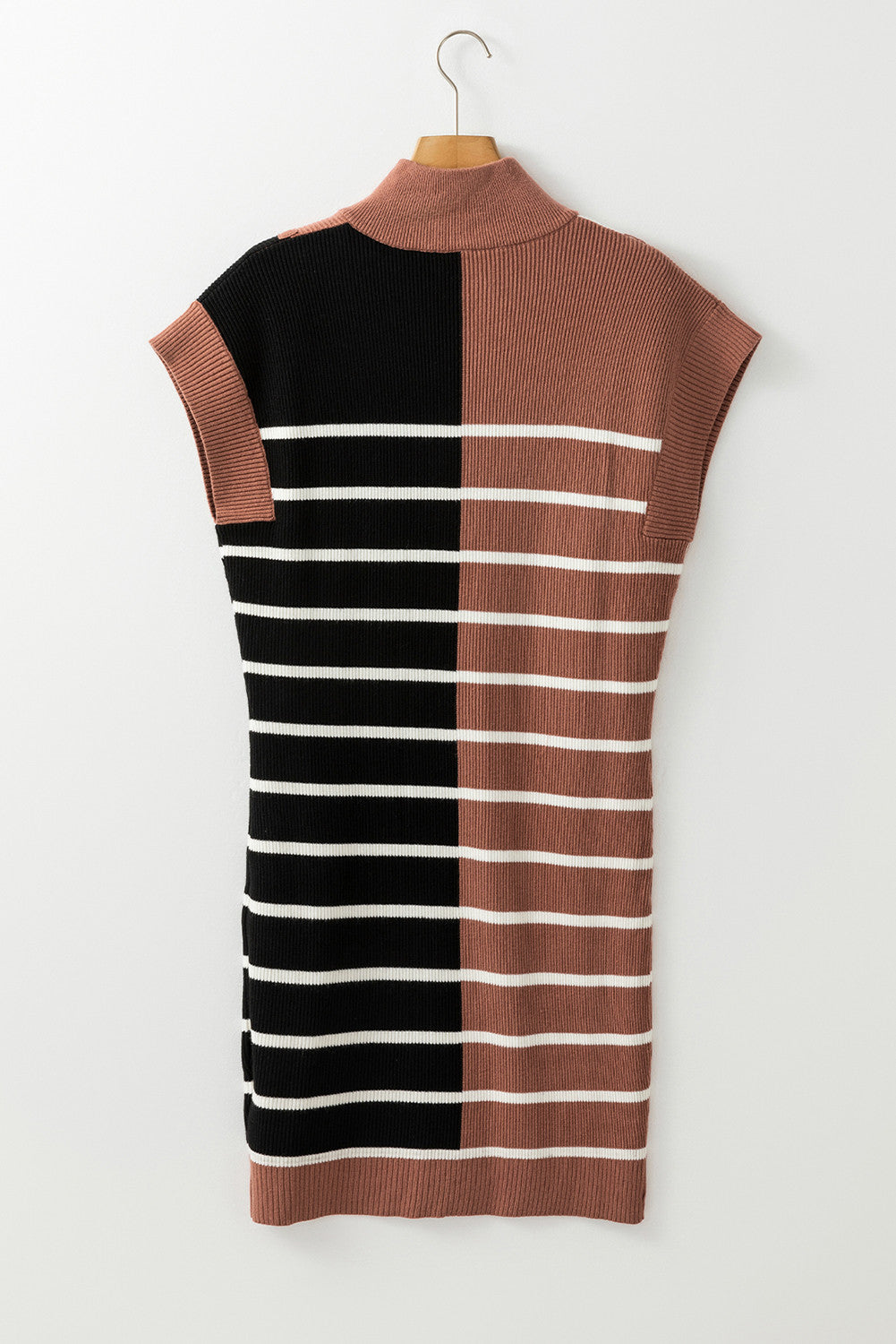 Colorblock Zip Collar Sweater Dress LT